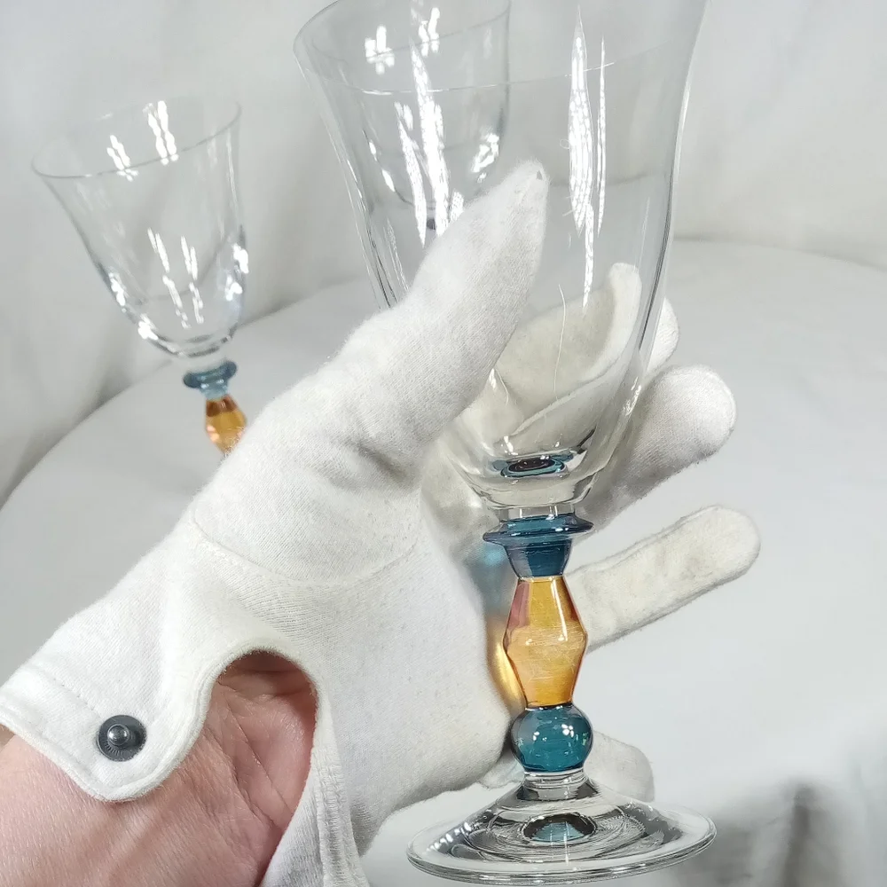 Set Of 3 Mikasa Estate Clear Amber Wine Glass Goblet